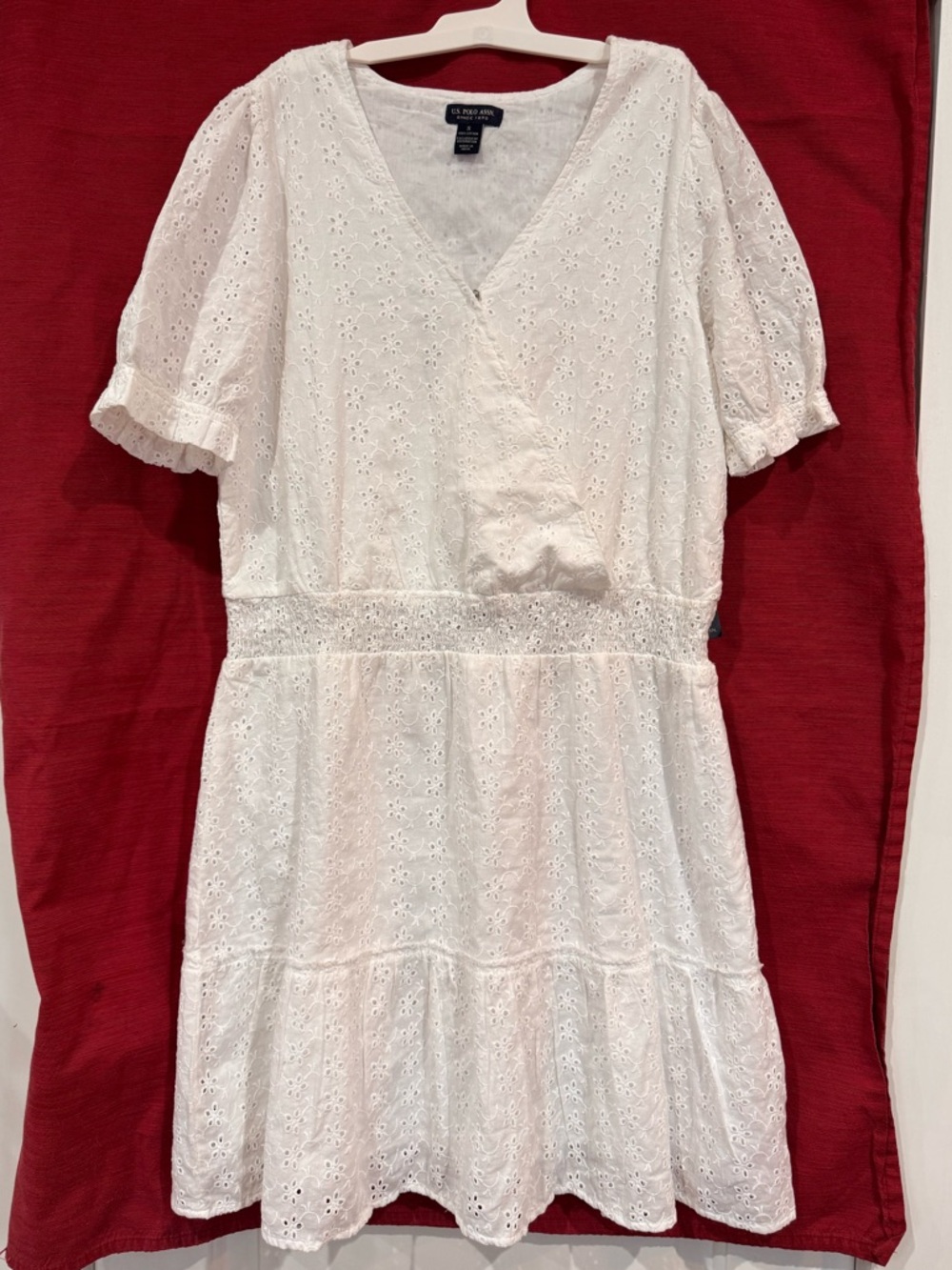 U.S. Polo Assn. White Eyelet Mini Dress